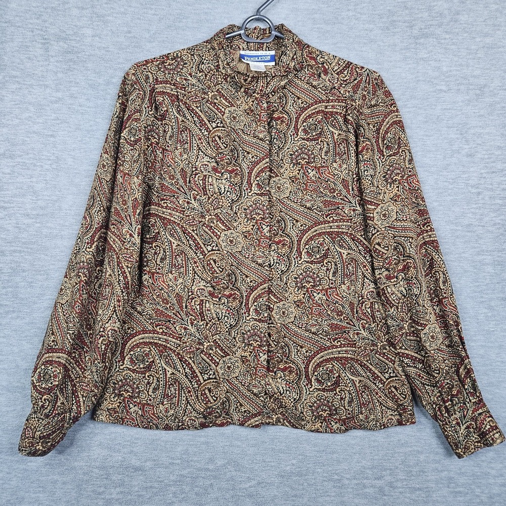 Pendleton Petite Women's Button Up Paisley Rayon Blend Shirt Size 10